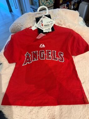 Angels Kids Short Sleeve Tee by Angels - Red with White and Black Logo